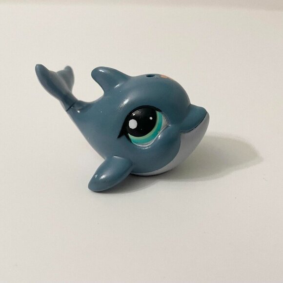 Littlest Pet Shop 1603 Blue Dolphin Pink Flower Whale Fish LPS - Picture 11 of 12